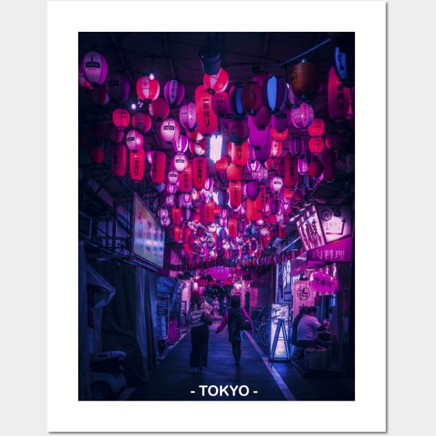 Tokyo Street Neon Synthwave Wall Art by JeffDesign